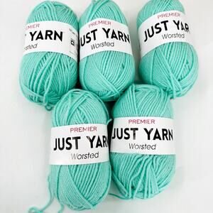 Premier Just Yarn Worsted MINT GREEN #4 Medium 2 oz  5 Skeins